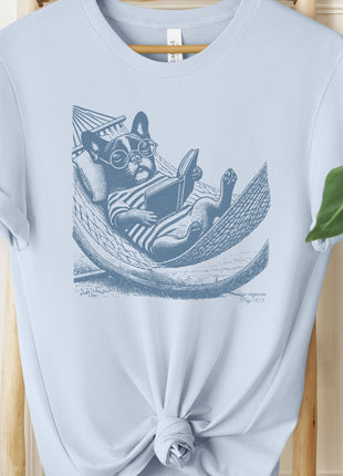 Frenchie French Bulldog Hammock Reading T-Shirt