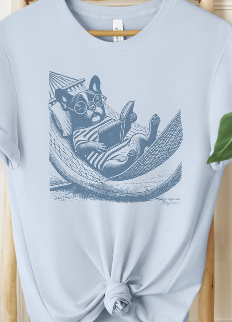 Frenchie French Bulldog Hammock Reading T-Shirt
