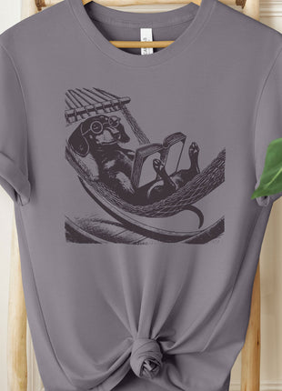 Dachshund Wiener Dog Hammock Reading T-Shirt