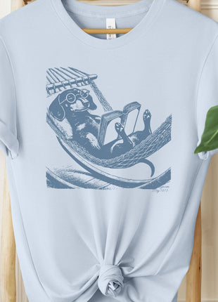 Dachshund Wiener Dog Hammock Reading T-Shirt