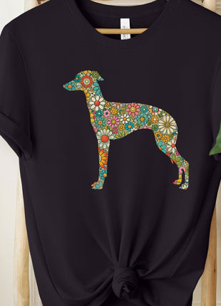 Dachshund Silhouette Flowers Floral T-Shirt