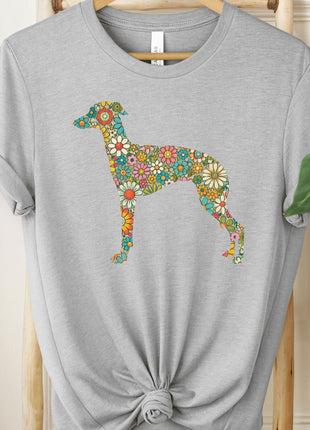 Dachshund Silhouette Flowers Floral T-Shirt