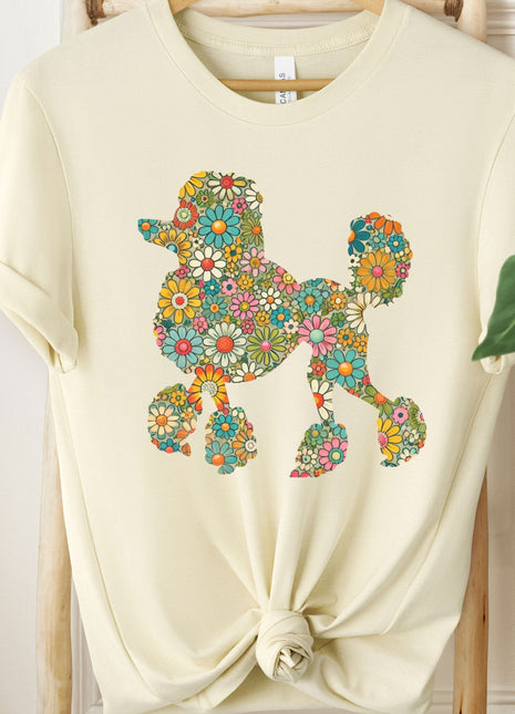 Poodle Silhouette Flowers Floral T-Shirt