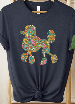 Poodle Silhouette Flowers Floral T-Shirt