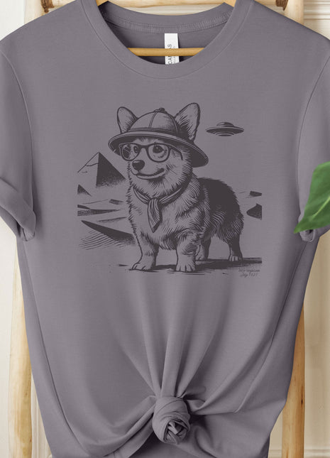 Corgi Pyramid Pyramids Egypt Ink Drawing UFO T-Shirt