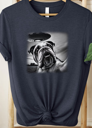English Bulldog UFO Selfie T-Shirt
