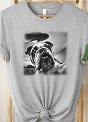 English Bulldog UFO Selfie T-Shirt