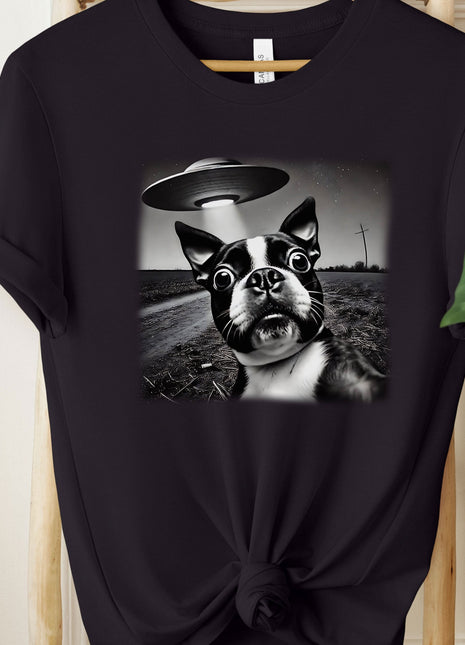 Boston Terrier UFO Selfie T-Shirt