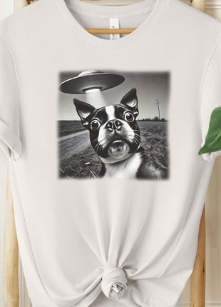 Boston Terrier UFO Selfie T-Shirt