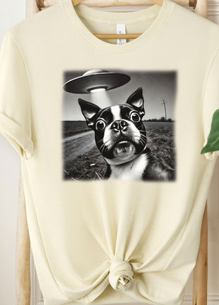 Boston Terrier UFO Selfie T-Shirt