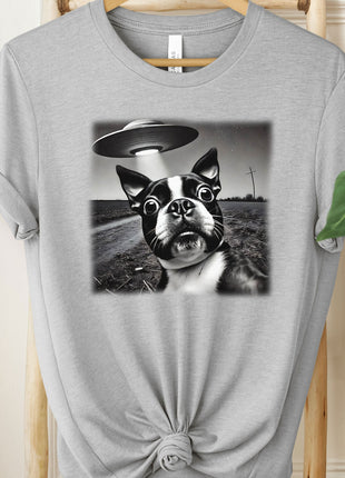 Boston Terrier UFO Selfie T-Shirt