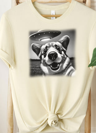 Corgi UFO Selfie T-Shirt