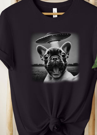 Frenchie French Bulldog UFO Selfie T-Shirt