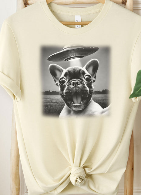 Frenchie French Bulldog UFO Selfie T-Shirt