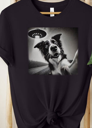 Border Collie UFO Selfie T-Shirt