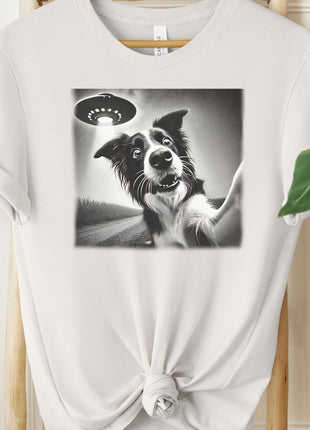 Border Collie UFO Selfie T-Shirt