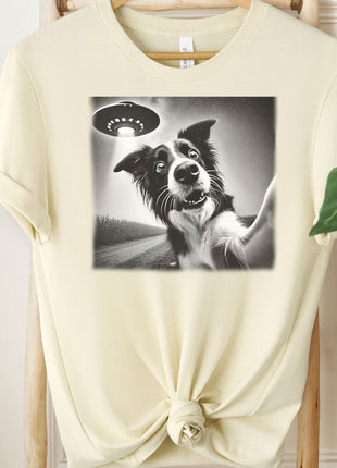 Border Collie UFO Selfie T-Shirt