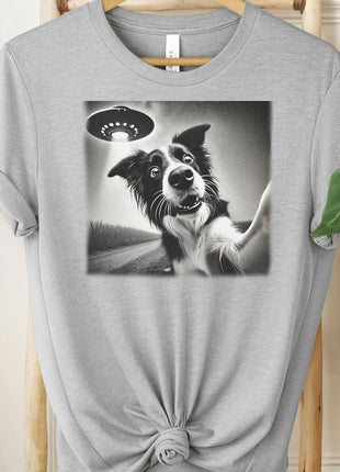 Border Collie UFO Selfie T-Shirt