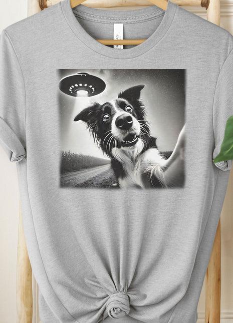 Border Collie UFO Selfie T-Shirt