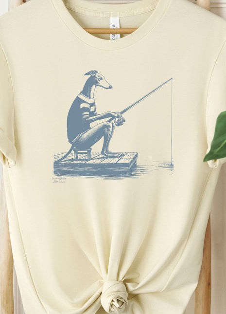 Greyhound Whippet Italian Greyhound Iggy Fishing T-Shirt