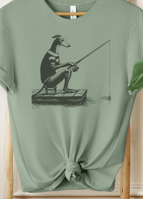 Greyhound Whippet Italian Greyhound Iggy Fishing T-Shirt