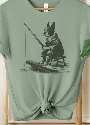 Boston Terrier Fishing T-Shirt