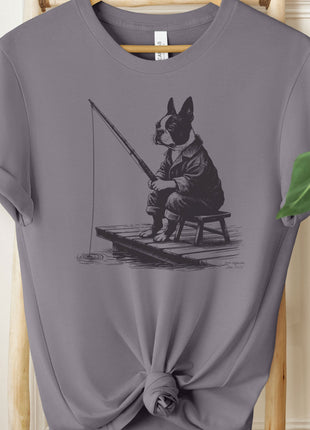 Boston Terrier Fishing T-Shirt
