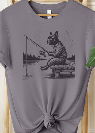 Frenchie French Bulldog Fishing T-Shirt