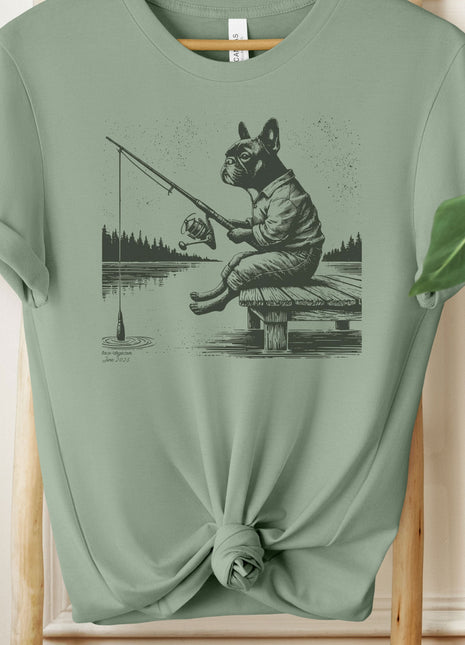 Frenchie French Bulldog Fishing T-Shirt