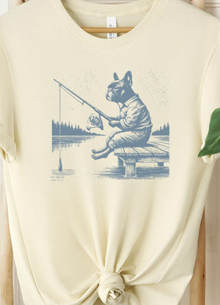 Frenchie French Bulldog Fishing T-Shirt