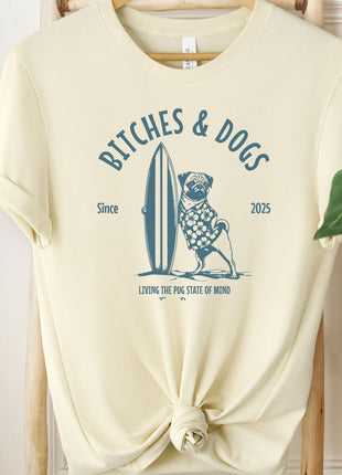 Bitches & Dogs Pug Surf T-Shirt
