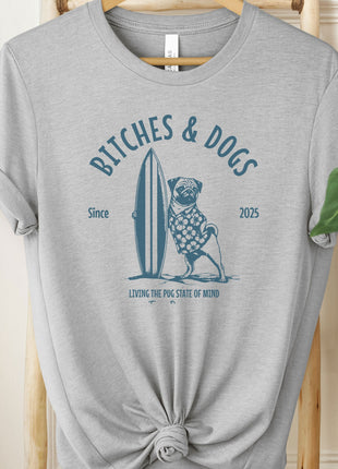 Bitches & Dogs Pug Surf T-Shirt