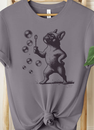 French Bulldog Frenchie Bubbles Blowing Bubbles T-Shirt