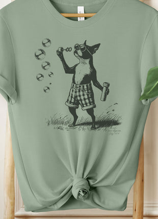 Boston Terrier Ink Drawing Bubbles T-Shirt