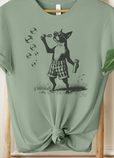Boston Terrier Ink Drawing Bubbles T-Shirt