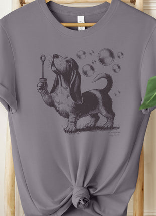 Basset Hound Ink Drawing Bubbles T-Shirt
