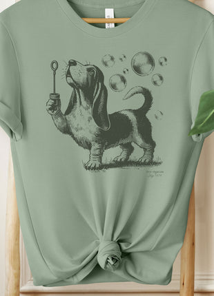 Basset Hound Ink Drawing Bubbles T-Shirt