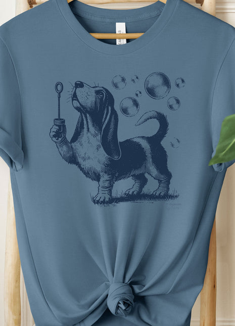 Basset Hound Ink Drawing Bubbles T-Shirt