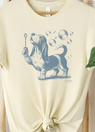 Basset Hound Ink Drawing Bubbles T-Shirt