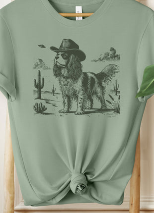 Cavalier King Charles Spaniel Ink Space Cowboy UFO T-Shirt