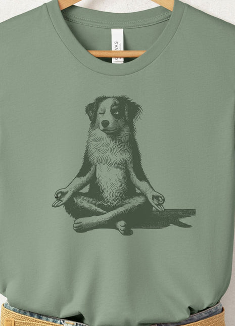 Australian Shepherd Aussie Meditate Yoga T-Shirt