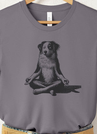 Australian Shepherd Aussie Meditate Yoga T-Shirt