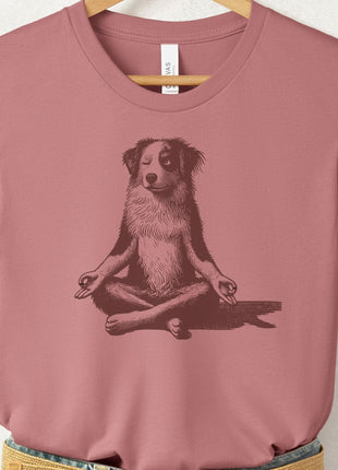 Australian Shepherd Aussie Meditate Yoga T-Shirt
