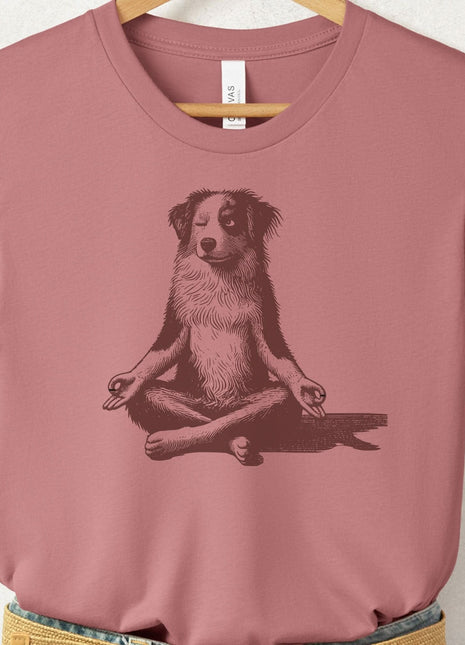 Australian Shepherd Aussie Meditate Yoga T-Shirt