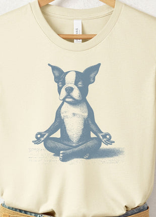 Boston Terrier Meditate Yoga T-Shirt
