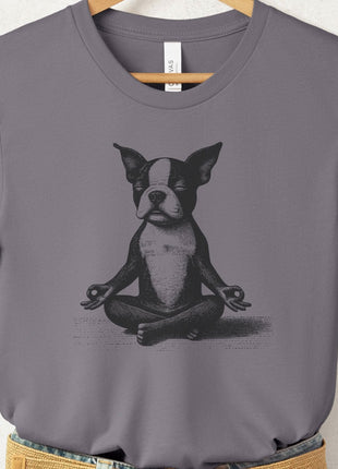 Boston Terrier Meditate Yoga T-Shirt