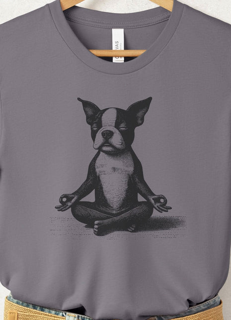 Boston Terrier Meditate Yoga T-Shirt