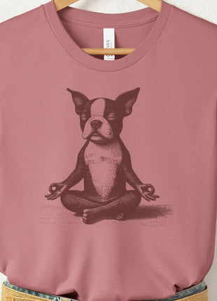 Boston Terrier Meditate Yoga T-Shirt