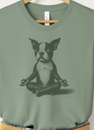 Boston Terrier Meditate Yoga T-Shirt