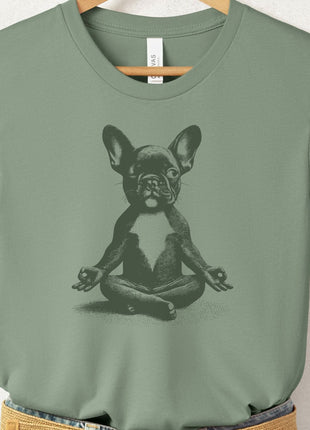 Frenchie French Bulldog Meditate Yoga T-Shirt